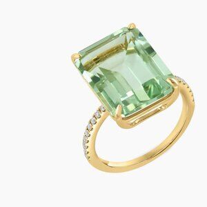 Saks Fifth Avenue 14K Yellow Gold, Green Amethyst & Diamond Ring